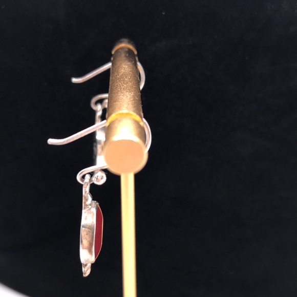 Vintage Carnelian ATI 925 Silver Mexico Wire Earring Set - Picture 2 of 8